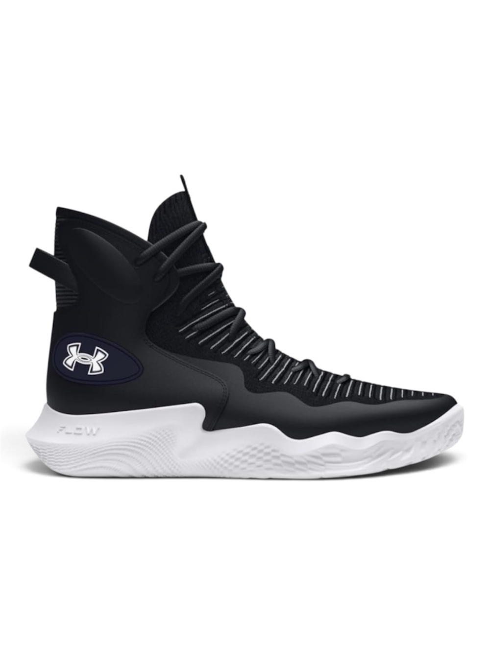 NWB- UNDER ARMOUR FLOW HIGLIIGHT ACE WOMEN'S SHOES/ BLACK-WHITE/ SIZE: 9.5
